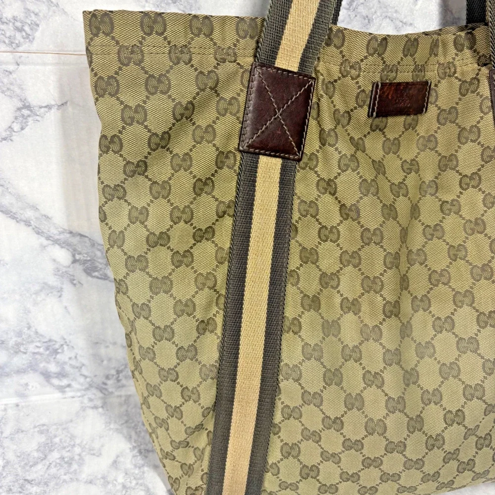 Rare Green Gucci Tote Bag Large GG Canvas Baby School Teacher Sports Travel City